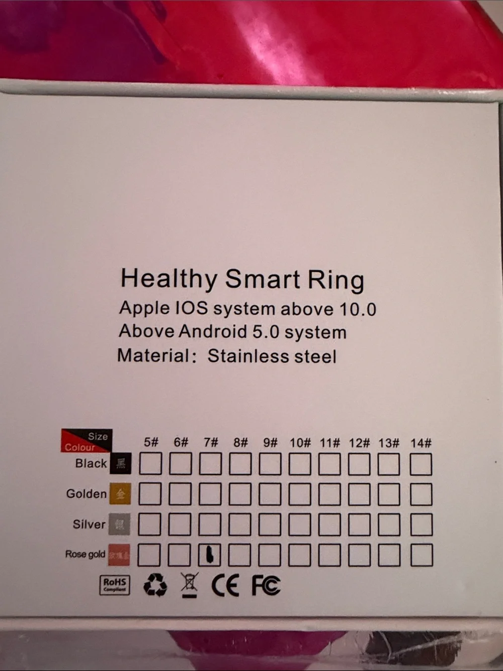 Smart ring sleep tracker activewear available in Sz 8&9. New with charger.